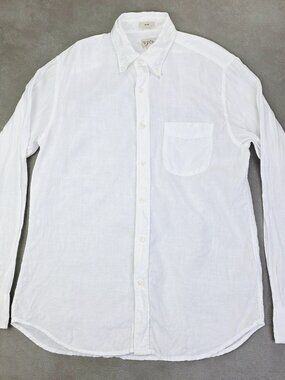 J. Crew Slim Baird Mcnutt White Irish Linen Men Sz Large Button Down Long Sleeve